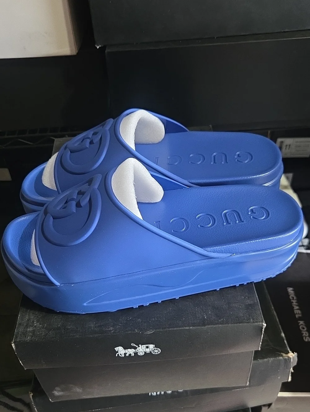 Gucci Men Heritage Slide in Blue